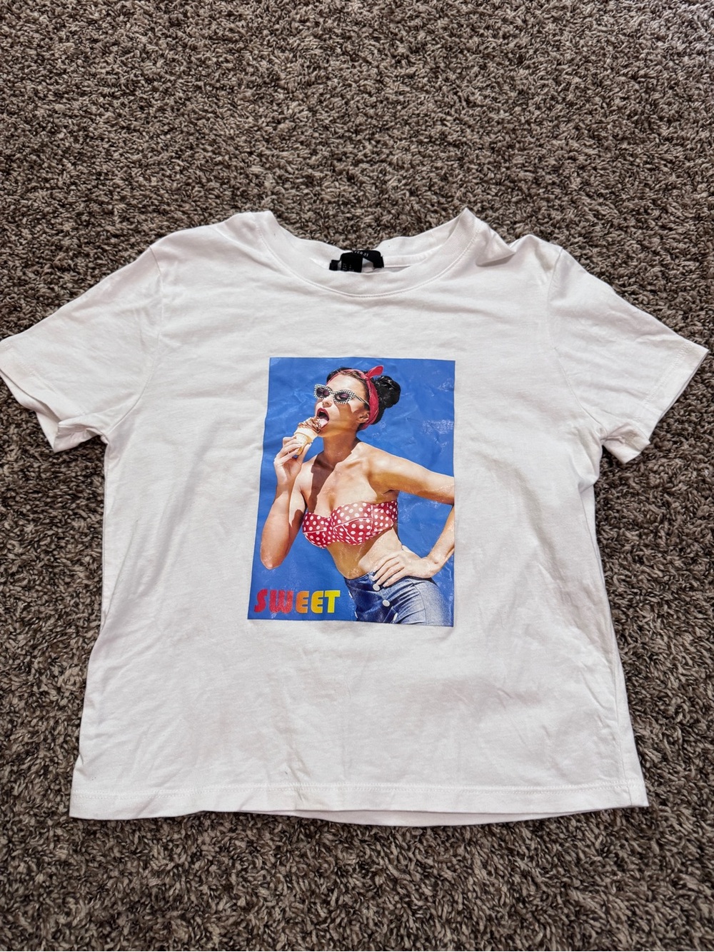 Forever 21 White Tee with Retro Pinup Graphic